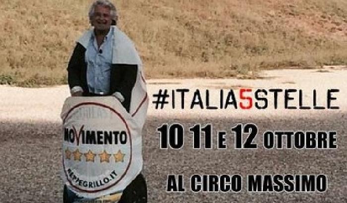 In biga al Circo Massimo: Grillo chiama a raccolta i 5 Stelle