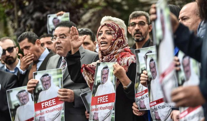 Manifestazione dopo la scomparsa di Jamal Khashoggi