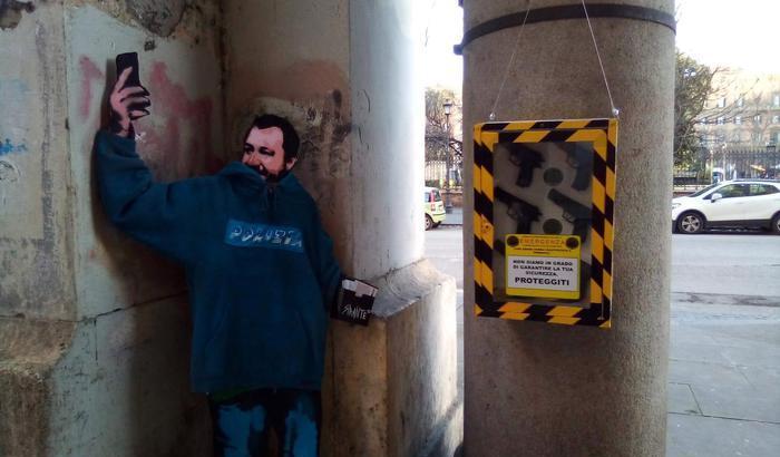 Il murale su Salvini di Sirante: un messaggio provocatorio contro le armi facili